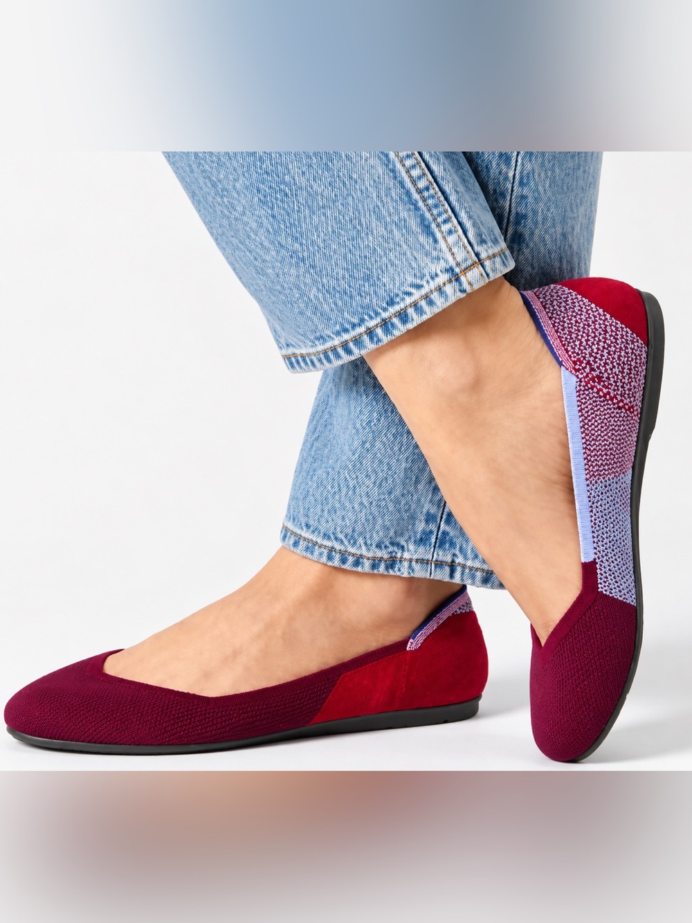 Rothy's Limited Edition Berry Colorblock Round Toe Ballet Flats size 7